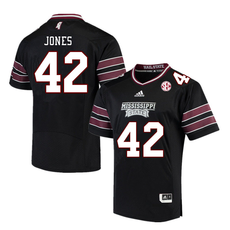 Men #42 Ty Jones Mississippi State Bulldogs College Football Jerseys Stitched Sale-Black - Click Image to Close